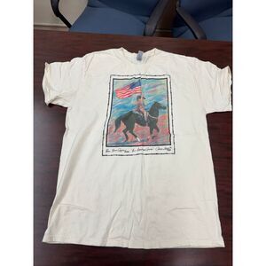 American Cowgirl by Artist Cheryl Long Gildan Beige Short Sleeve Tee Size Large